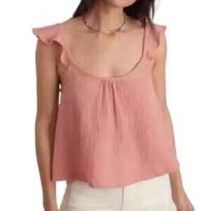 Marine Layer Jude Flutter Sleeve Tank Top Rosette Pink Women's Size XS NEW